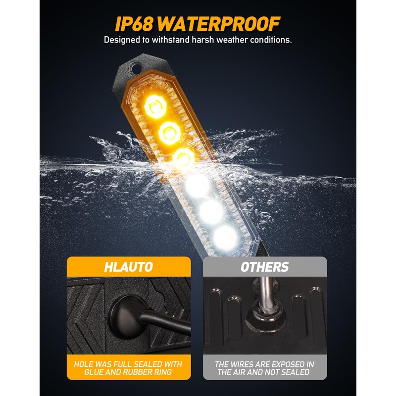 HLauto 406T Emergency Strobe Grille Lights: 4Pcs 6 LED Sync