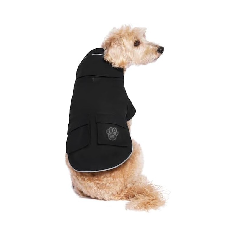 Canada Pooch Torrential Tracker Dog Rain Jacket (Black, 8 (7-9"