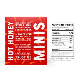 Nate's Bulk 400ct Hot Honey Minis - Single-Serve 100% Pure Honey Infused with Habanero Chili Pepper – 0.49oz Packets, 400ct box
