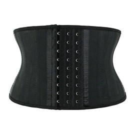 Atbuty Super Short Torso Waist Trainers Cincher Corset Tummy Shaper Slimming Latex Trimmer Girdle (Black (7'' Short Torso, 25 Steel Bones), 2XS)