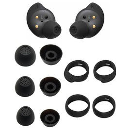 Rqker Ear Tips Compatible with Galaxy Buds FE Earbuds, 3 Pairs S/M/L Anti Slip Soft Silicone Earbuds Tips Ear Tips 2 Pairs S/L Ear Hooks Replacement, Compatible with Galaxy Buds FE SM-R400 6+4 Black