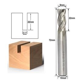 Sinoprotools End Mill, 10 mm Shank x Diameter 9 mm, 22 mm Cutting Depth CNC 4 Flutes Spiral Mill, HSS AL End Mill Cutter Bit, for Wood, Aluminium (Diameter = 9, S = 10)