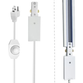 Bravsekai Track Lighting Live End Cord Kit with Dimmer Switch, 4.92FT H Track Live End Feed Connector, Suitable for H Type Single Circuit 3-Wire-1 Track Lighting Systems