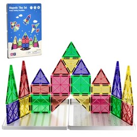 Magnetic Tiles, 48PCS Giant Magnetic Tiles with Iron Box, Choke-Proof Design with Strong Magnets, STEM Educational Toys for Kids Ages 3+, Creative Toddler Boy Girl Christmas Birthday Gift