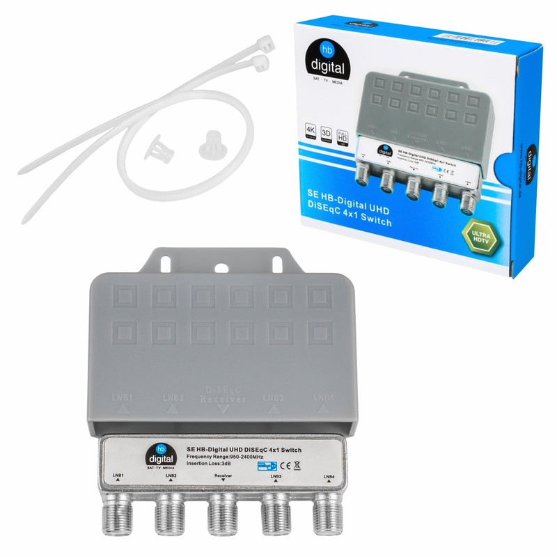 DiseqC Switch 4/1 with Weatherproof Housing HB-DIGITAL 4X SAT LNB