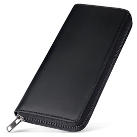 ecoofee Men's Long Wallet, Tochigi Leather, Made by Top Leather Craftsmen, Genuine Leather, Large Capacity, Skimming Prevention, Round Zipper, Men's Wallet, Coin Purse, Cowhide Leather, black