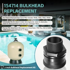Sunluway 154714 Bulkhead Replacement Kit 2-inch for Triton II Pool and Spa Sand Filter TR50, TR60, TR100, TR140, Clean & Clear Plus, Pool and Spa D.E. Filters Replace #154714 Bulkhead Fittings