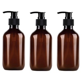 Plastic Soap Dispenser, Yebeauty Pump Bottle 10oz/300ml Empty Refillable Lotion Pump Dispenser Shampoo Bottles Containers with Pump Multipurpose for Cosmetic Kitchen Bathroom, 3-Pack Brown