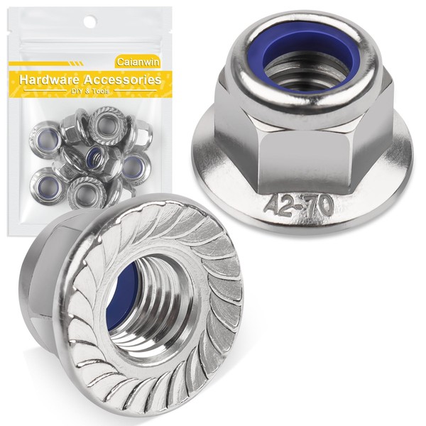 Caianwin Pack of 10 Flange Nuts M10 Nuts DIN 6926
