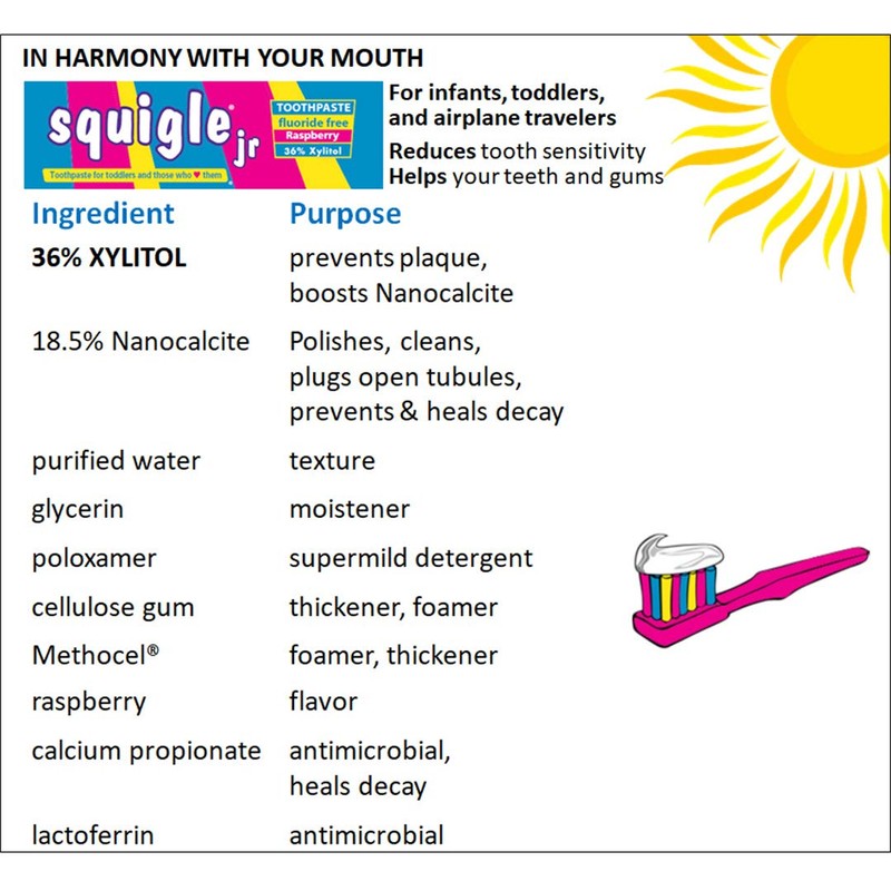 Squigle Jr Toothpaste (for Infants, Toddlers), Travel Toothpaste, Prevents Cavities,