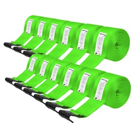 SALUINOKI 12Pack 4 inch Straps Flatbed Strap 4x30 Truck Strap for Flatbed Trailer Winch Strap Heavy Duty 4 inch Ratchet Straps Flatbed Green