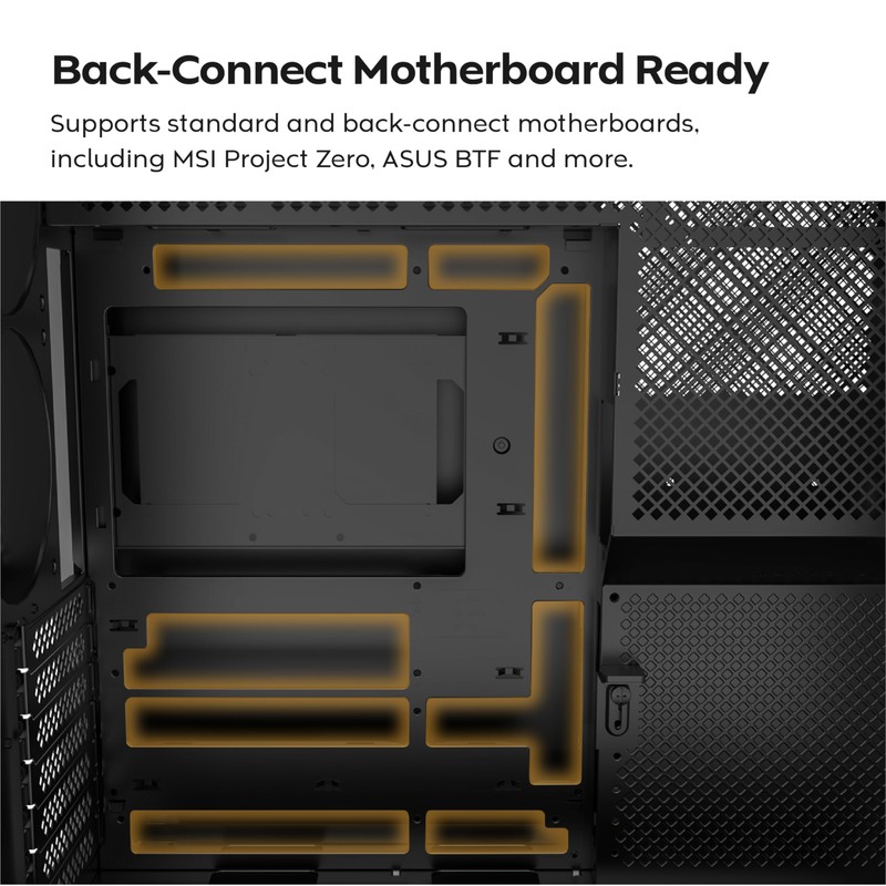 MONTECH HS02, ATX Mid-Tower PC Case, Gaming PC, High-Airflow, Reversible