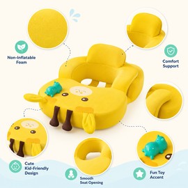 Non-Inflatable Baby Swim Trainer with Adjustable Dual Buckle – Giraffe or Rhinoceros, Ages 6–36 Months