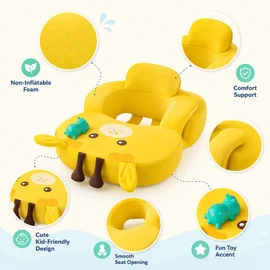 Non-Inflatable Baby Swim Trainer with Adjustable Dual Buckle – Giraffe or Rhinoceros, Ages 6–36 Months