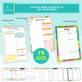 Decorably Daily Planner Pad Minimalist, 52 Sheets Daily to Do List Notepad, 6.5x10" Spring-Bound Daily Planner Notepad, Daily Plan Notepad, To Do Notepad, Daily To Do List Planner Daily To Do List Pad