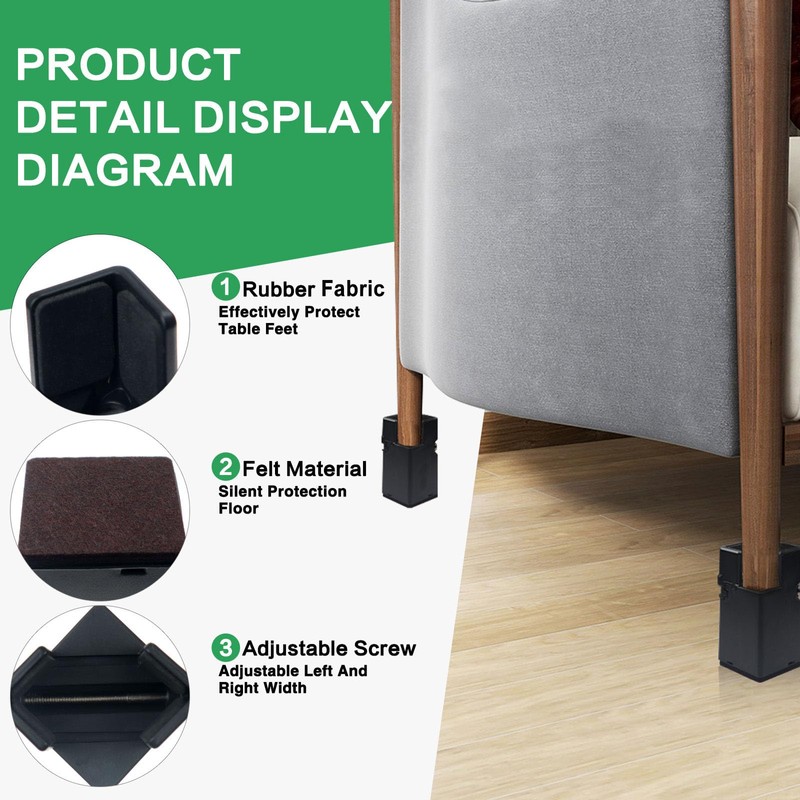 4Pcs Adjustable Furniture Risers 4In with Screw Clamp, Sturdy Desk