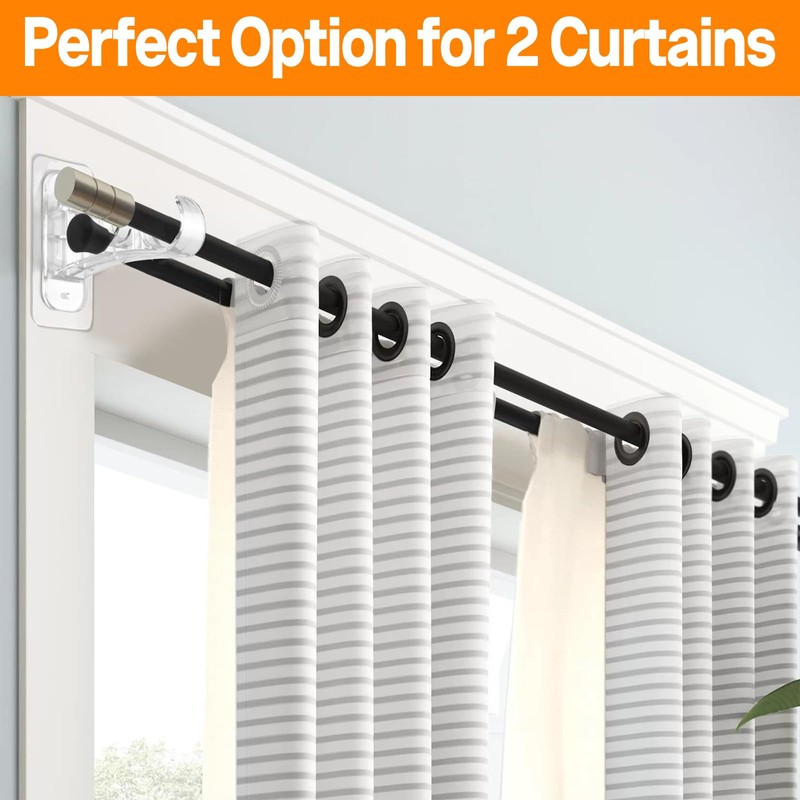 Antimbee 6-Pack Double Curtain Rod Bracket, Adhesive No Drill Curtain