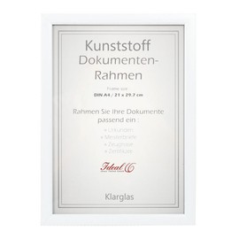 Ideal Document Picture Frame 21 x 29.7 DIN A4 Certificate Master Letter Certificates: Colour: White or Stand 3 Glass