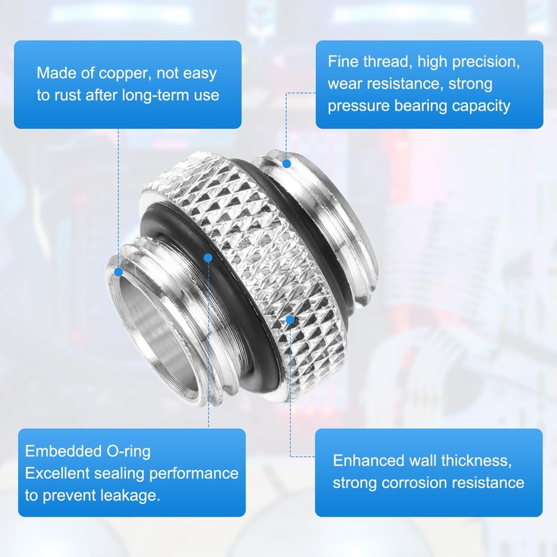 sourcing map 2pcs Water Cooling Adapter G1/4" Thread Male to