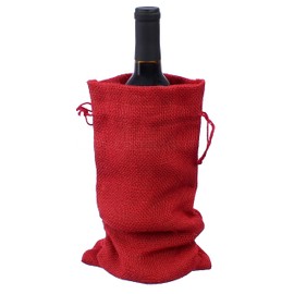 CleverDelights Premium Red Jute Burlap Wine Bags - 50 Pack - 14 x 5.5 Inch - Reusable Wine Gift Bags with Drawstrings for Christmas Holidays Weddings Blind Tastings Birthdays Receptions Home