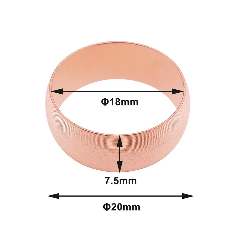 EMSea 10 Pieces 18mm Copper Compression Sleeves for 18mm Pipes