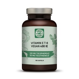 Kala Health Vitamin E 400 IU Vegan - All 8 Alpha + Beta + Gamma + Delta Tocotrienol and Alpha + Beta + Gamma + Delta Tocopherol - Vitamin E Tocopherol and Tocotrienol Capsules