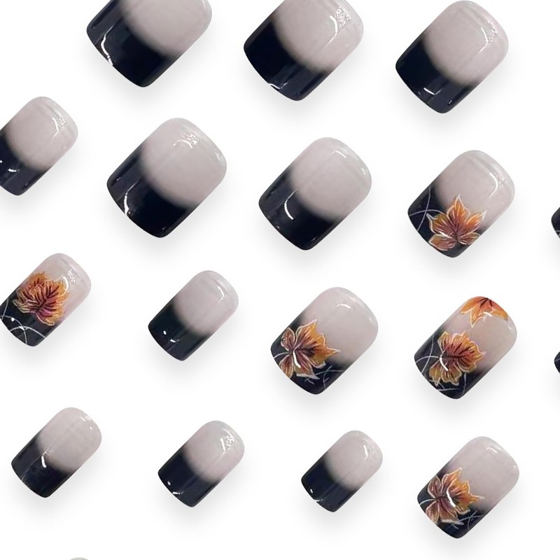 Thanksgiving Press on Square Nails Short Length Glossy Full Cover
