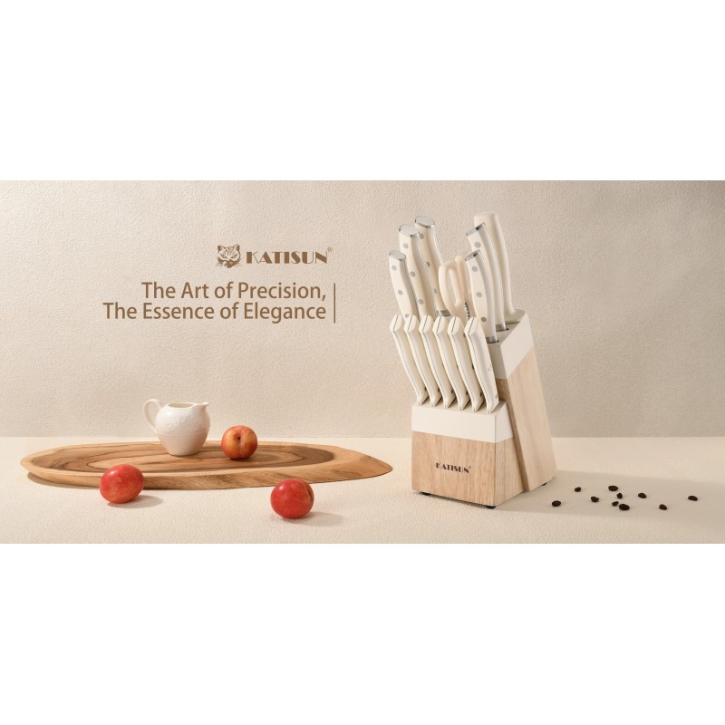 14PCS Hammer Forging Chef Steak Santoku Fruit Knives Set Sharp