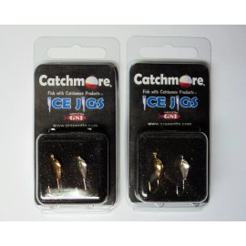 Catchmore Ice Jigs Darby Style, Metallic, TWO Packs, #8 Hook #CMIJ3-2P