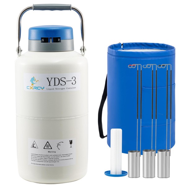CXRCY 3L Aluminum Alloy Cryogenic Container Liquid Nitrogen (LN2) Dewar,