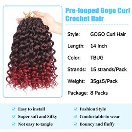 Ainimiu Pre-Looped Gogo Curl Crochet Hair 14 Inch 8 Packs Curly Crochet Hair for Black Women
