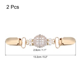 sourcing map 2pcs Sweater Clips Cardigan Collar Clips Faux Pearl Dress Clips Back Cinch Clips for Women(Circle)