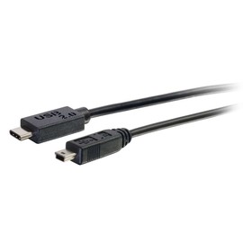 C2G USB Cable, USB 2.0 Cable, USB C to Mini USB B Cable, Black, 3 Feet (0.91 Meters), Cables to Go 28854