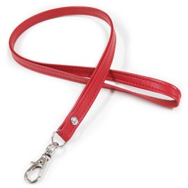 CLuaR Neck Strap, Single Item, No Reel, For ID Card Holder, Name Tags, Leather Strap, Genuine Leather, Leather, 04.red