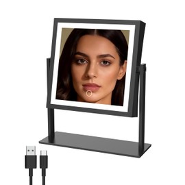 Ruacq Vanity Mirror with Lights, Dual Sided 1X/10X, Matte Black