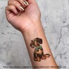 4 x 'Dachsund With Blue Bow Tie' Temporary Tattoos -