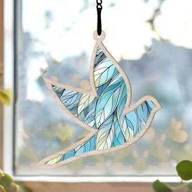 Widoteo Holy Spirit Suncatcher, Christmas Dove Suncatcher, Holy Spirit Ornament, Christmas Dove Ornament, Christmas Decoration Gift for Christian, 5 inches