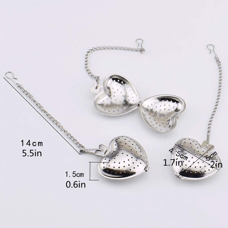 3pc Stainless Steel Heart Shaped Tea Infuser Spoon Strainer