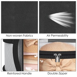 Adorila Clear Hat Storage Bags, Baseball Caps Organzier with Carrying Handles for Closet, Large Hat Storage Boxes for Women (Black)