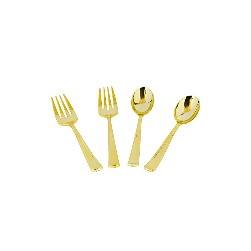 Blue Sky Disposable Gold Serving Spoon and Forks Set |