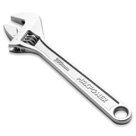 MAXPOWER Adjustable Wrench 8-inch Heavy Duty Spanner with Wide Caliber Opening, Premium Cr-V Steel, Chrome Plated - SAE