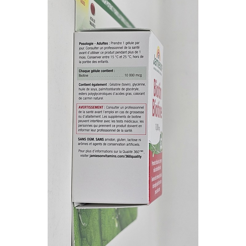 Jamieson Biotin 10,000mcg, Promotes Thicker Hair, Stronger Nails, and Healthier