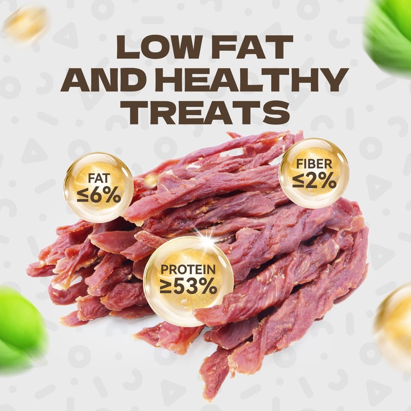 KUADELRO Duck Jerky Dog Treats, Real Duck Strips Dog Training