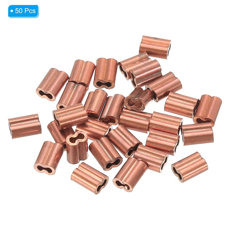 PATIKIL M1.2(3/64") Copper Crimping Loop Sleeve, 50 Pack Wire Rope