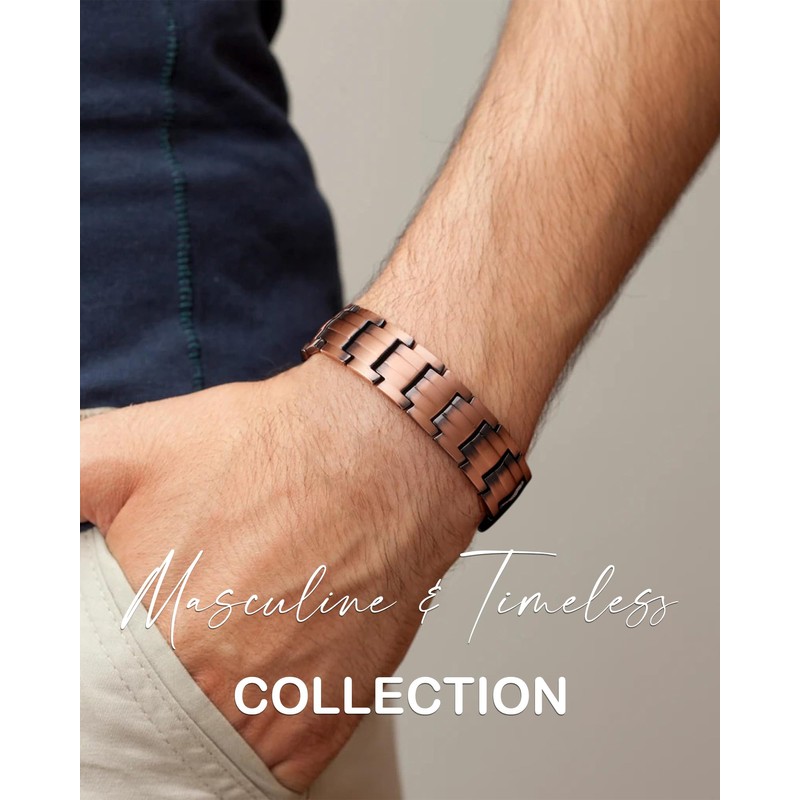 Feraco Feraco Men's Copper Magnetic Bracelet Elegant 99.99% Solid Copper