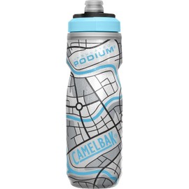 CamelBak Podium Chill Insulated Bike Water Bottle - Easy Squeeze Bottle - Fits Most Bike Cages - 21oz, Grid White