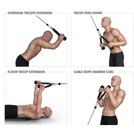 Tricep Rope, 27inchesHeavy Duty Tension Pull Down Cable Attachment Rope with Solid Rubber Ends for Gym Fitness Trainning