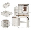 NUNU LAB Farmhouse Vanity Desk with Sliding Mirror and Lights,