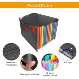 File Organiser with 13 Pockets,Expanding File Folders for Paperwork A4 Box Files,Document Organiser,Expandable Filing Boxes Document Folder,Concertina File Orgnisers for Paper and File Storage