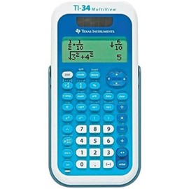 Texas Instruments TI-34 MV Schulrechner (Multi View, 4-zeilen Display, Solar- und Batteriebetrieb) Blau-Weiß